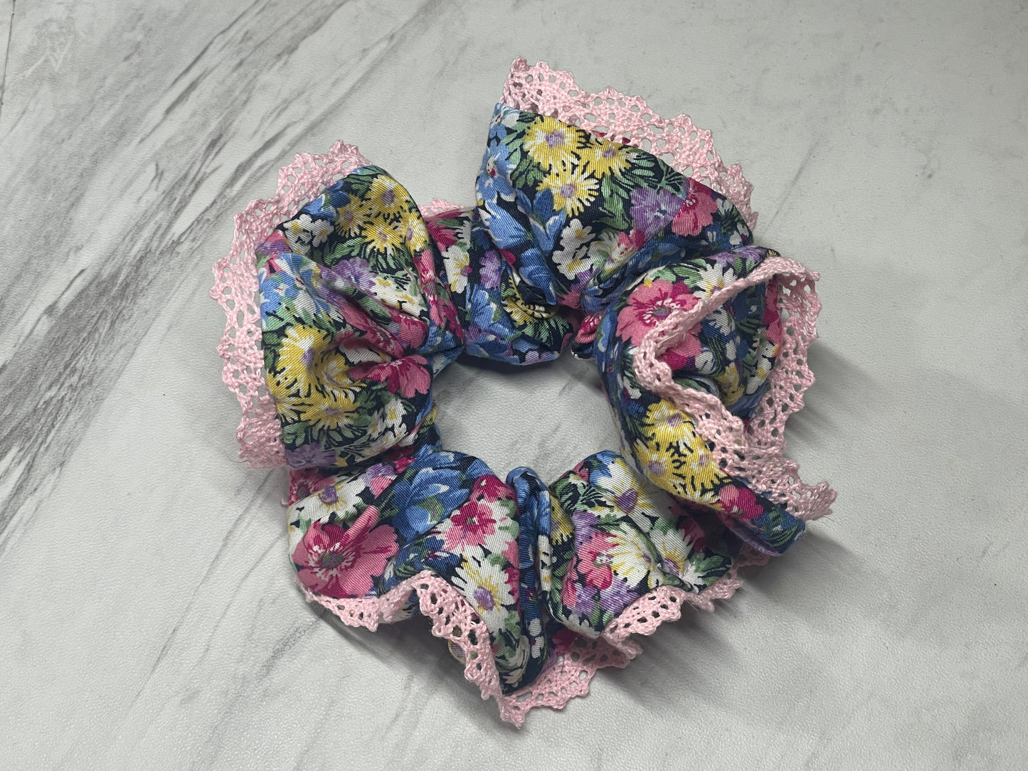 “Blooming Scrunchies” Cotton Fabric, hand crafted by Addie Gardner. Two scrunchies per pack.