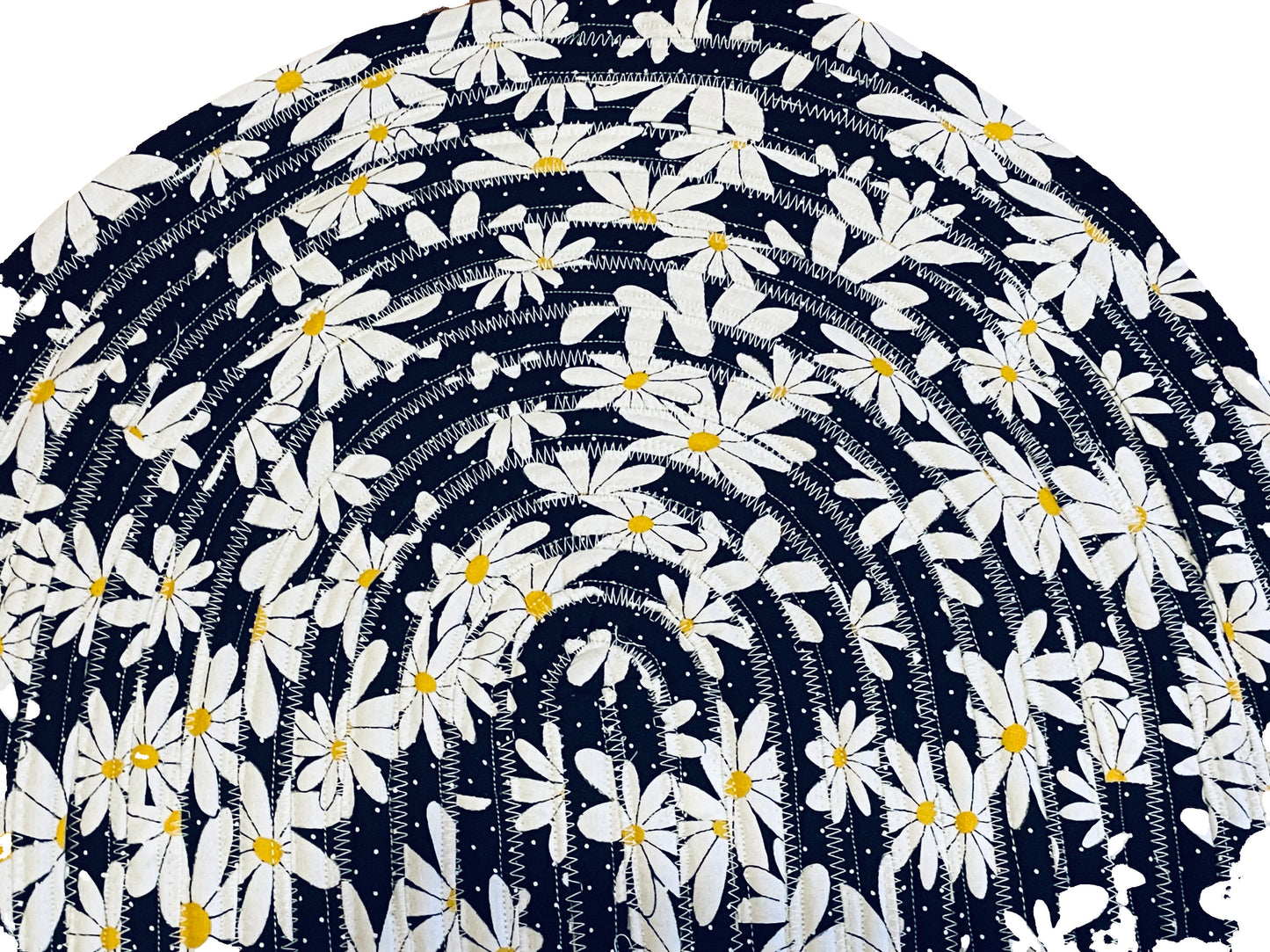 Daisies with Black background Cotton Jellyroll rug 20X32 inches