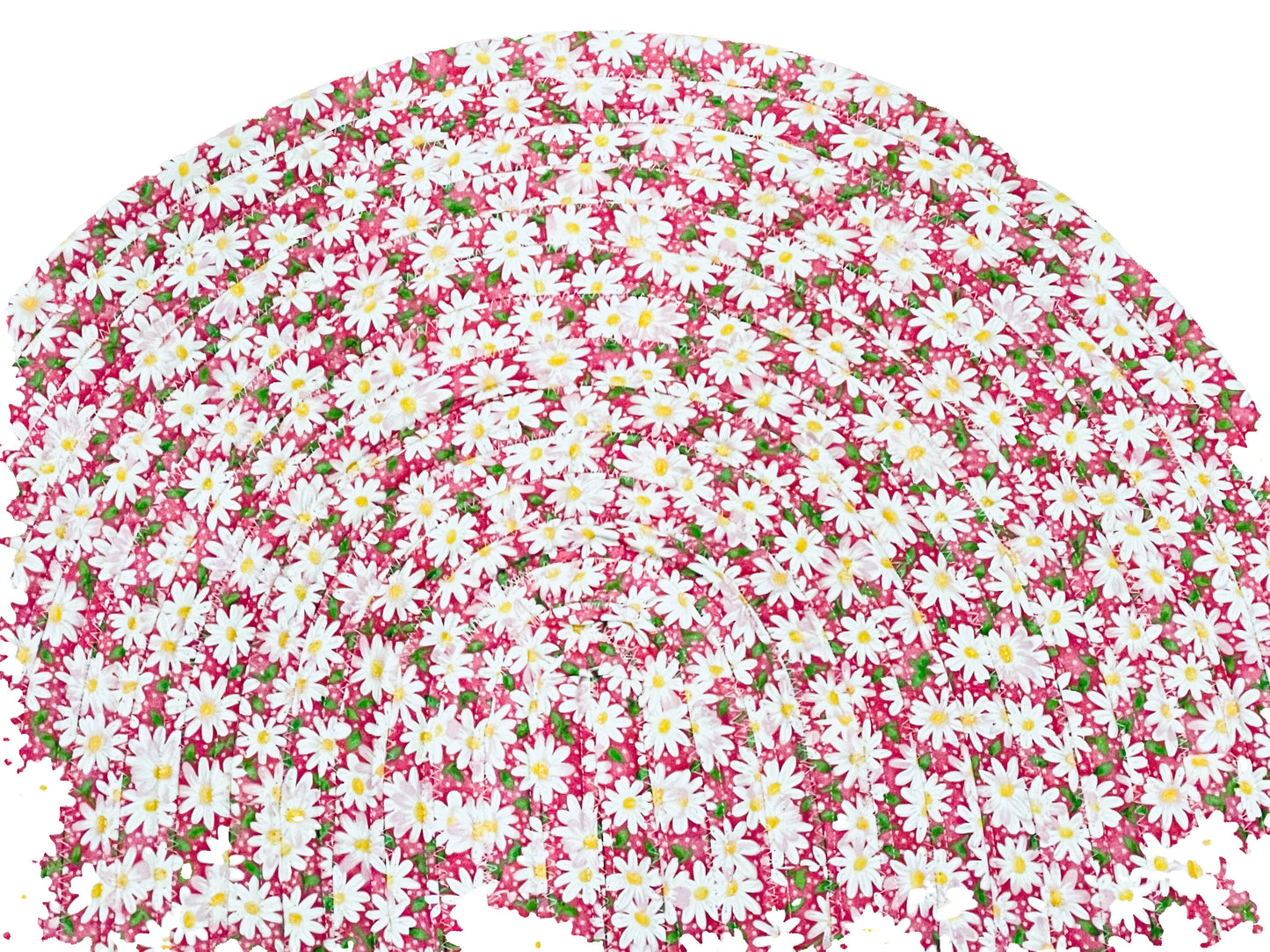 Daisies on pink background Jellyroll rug, Cotton, 20X32 inches