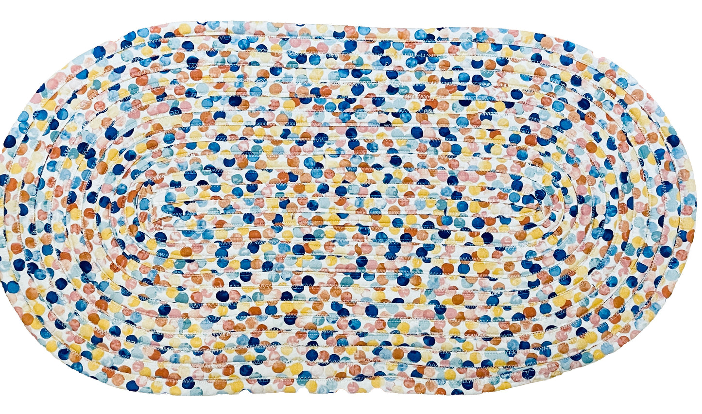 Multi Color Dots on white Jelly Roll Rug, Keepsake Cotton 20X32 inches