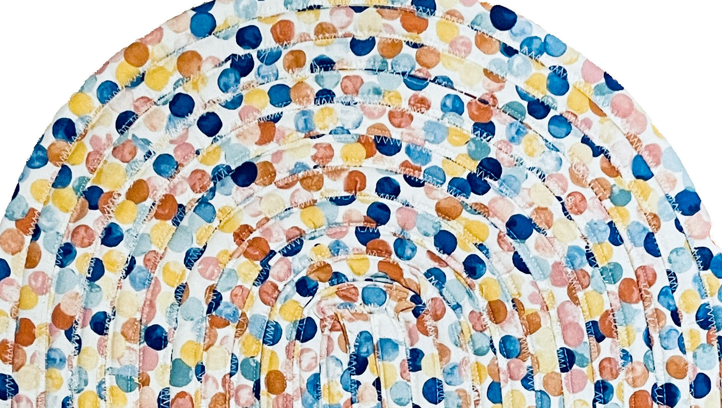 Multi Color Dots on white Jelly Roll Rug, Keepsake Cotton 20X32 inches