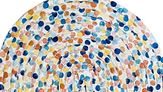 Multi Color Dots on white Jelly Roll Rug, Keepsake Cotton 20X32 inches