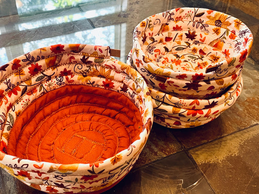 Jellyroll fall bowl and matching soup bowl Cozies, 100% Cotton set of 5