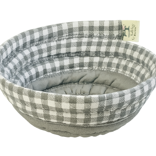Soup bowl cozies handcrafted, 100% Cotton, Addies Designs fabric bowls, Gray gingham