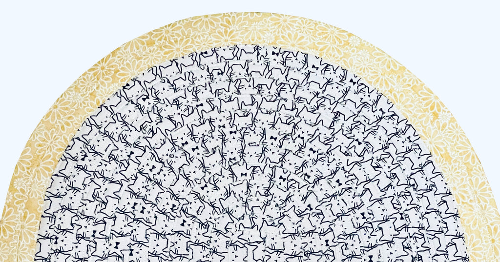 Cats with Yellow border, 20X32 inches, Keepsake Cotton jellyroll rug