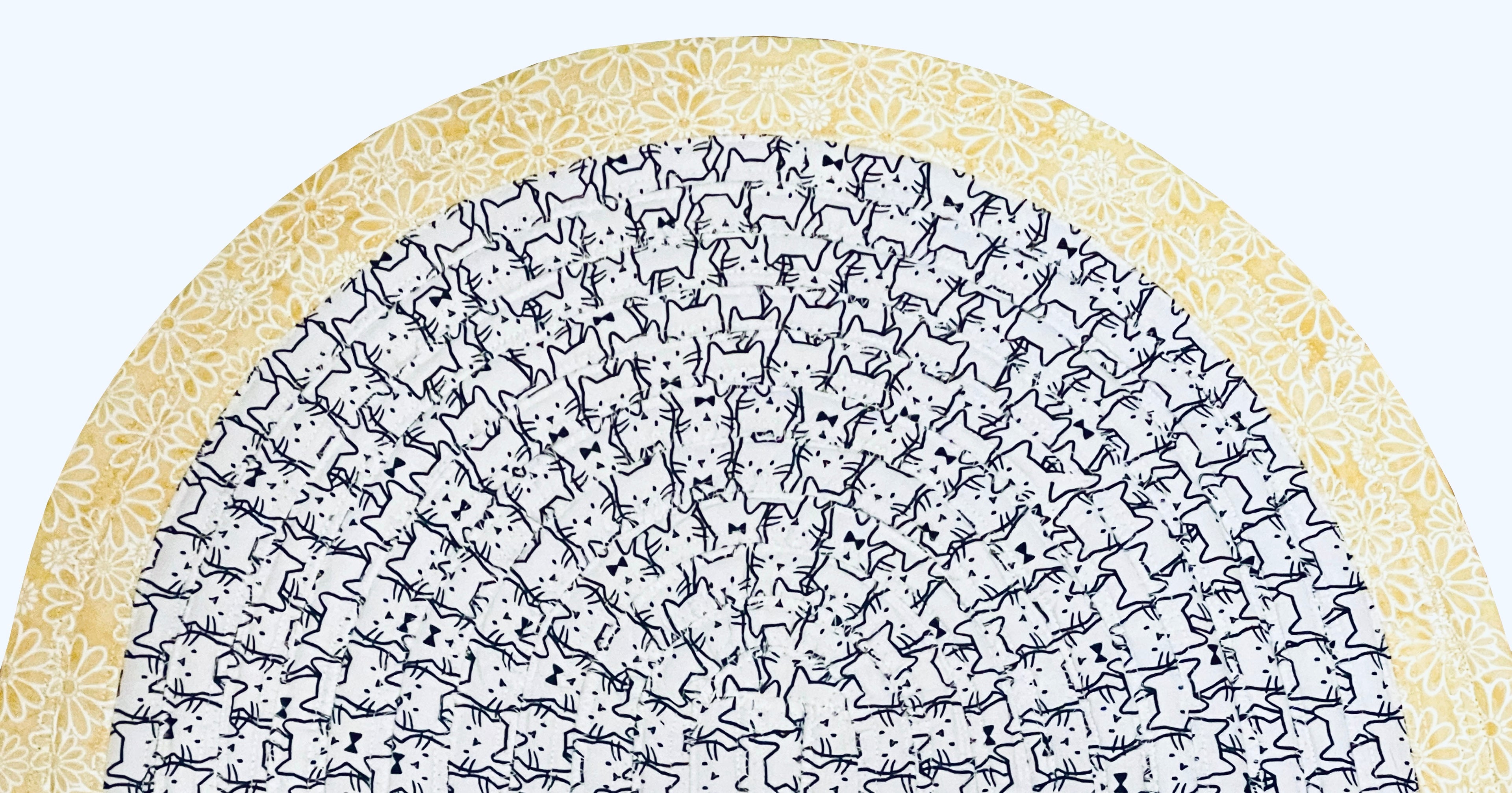 Cats with Yellow border, 20X32 inches, Keepsake Cotton jellyroll rug