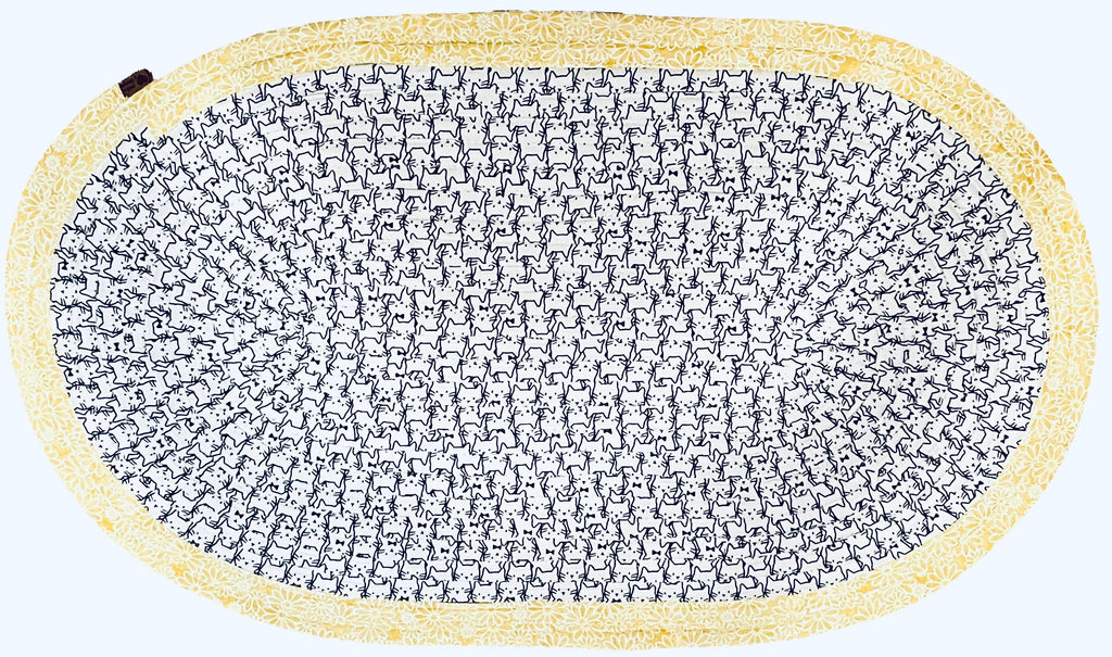 Cats with Yellow border, 20X32 inches, Keepsake Cotton jellyroll rug