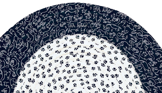 Paws and cats jellyroll rug, keepsake cotton, 22X34 inches, Addies Designs, handcrafted