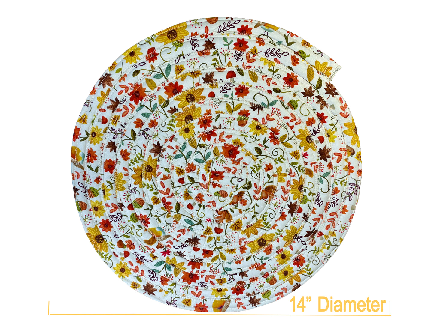 Handcrafted Placemats, Fall theme, 100% Keepsake Cotton, 14" diameter by Addies Designs