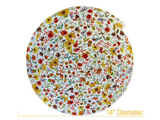 Handcrafted Placemats, Fall theme, 100% Keepsake Cotton, 14" diameter by Addies Designs